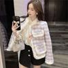 Imitation Mink Fur Jacket Women's Autumn and Winter Short Thousand Bird Grid Tweed Thickened Padded Woolen Cotton Clothes