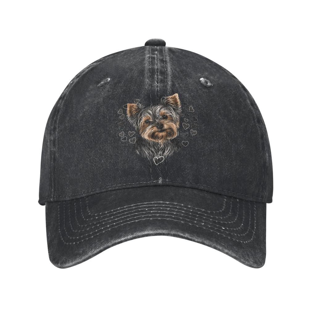 Funny Yorkshire Terrier Lover Dog Unisex Baseball Caps Distressed Denim Caps Hat Outdoor All Seasons Travel Adjustable Sun Cap