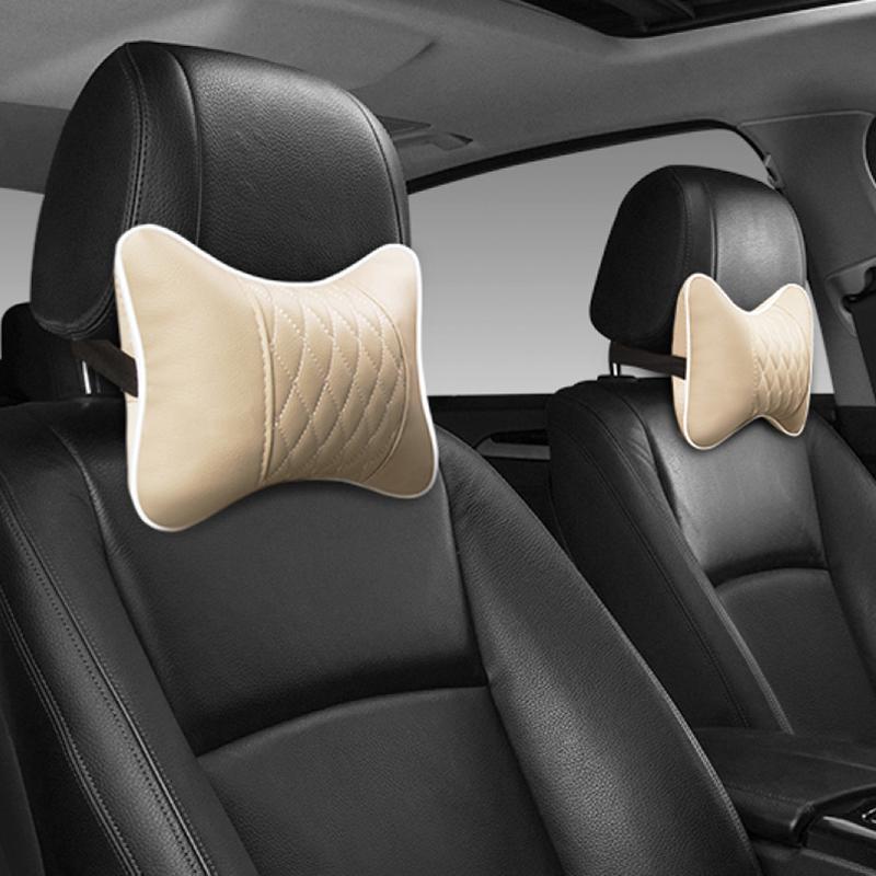 

2 шт. роскошная подушка для подголовника автомобиля, стеганая плед из искусственной кожи, мягкая, удобная, дышащая, подушка, аксессуары для салона автомобиля