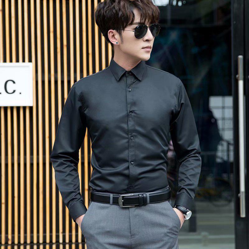 

Мужская белая нежелезная приталенная рубашка с длинным рукавом в деловом стиле 3XL