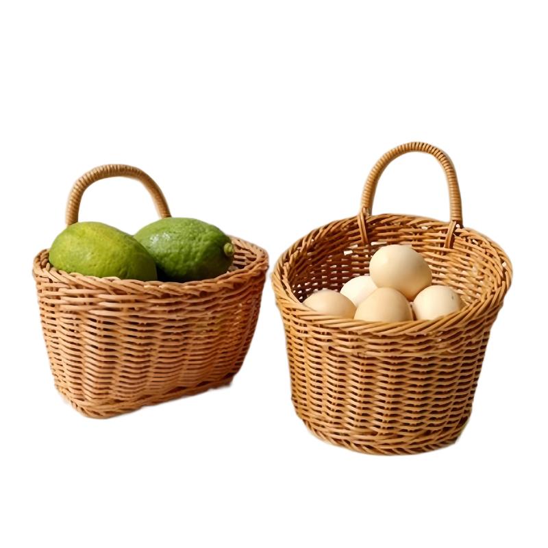 Wall Hanging Basket Boho Style Hand-Woven Hanging Storage Baskets Kitchen Ginger Garlic Scallion Egg Fruit Storage Box