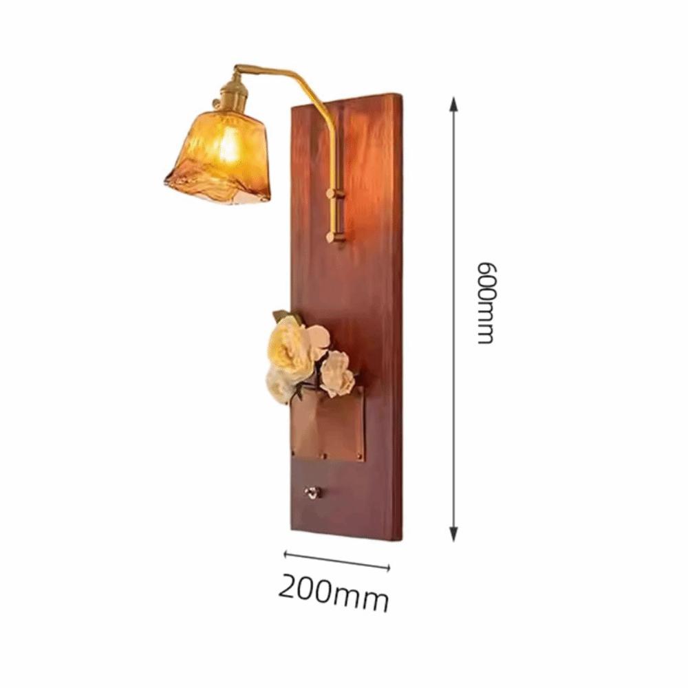 Modern Luxury Retro Wooden Wall Lamp Vintage Walnut Nordic Glass Wall Sconce Glass/Ceramic Lampshade Atmosphere Lighting