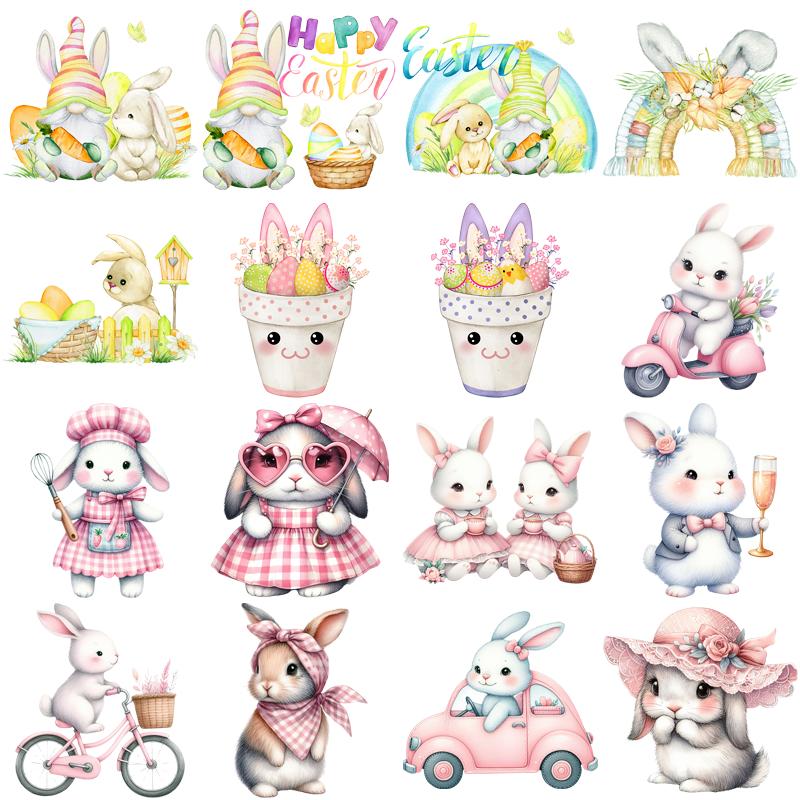 60Pcs Cute Easter Bunny Stickers, Cartoon Aesthetic Waterproof Decals for iPad, Phone Case, Laptop, Journal DIY Decor