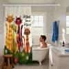 1pc Cute Cartoon Cat Printed Waterproof Shower Curtain Partition Privacy Hanging Curtain with 12 Hooks Multiple Sizes