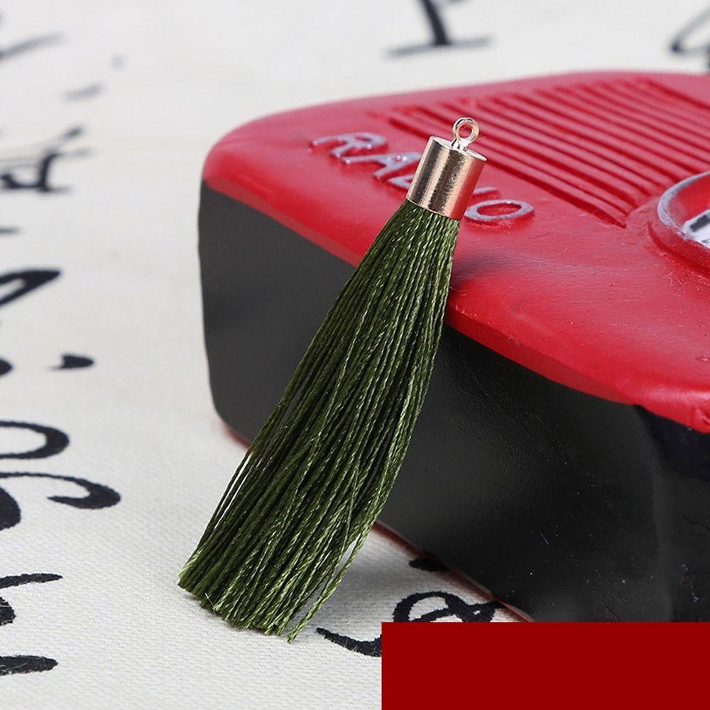 

10pcs/lot Small Tassel Pendant Tassel Metal Cap Ice Silk Tassel DIY Chinese Knot Pendant армія зелений колір