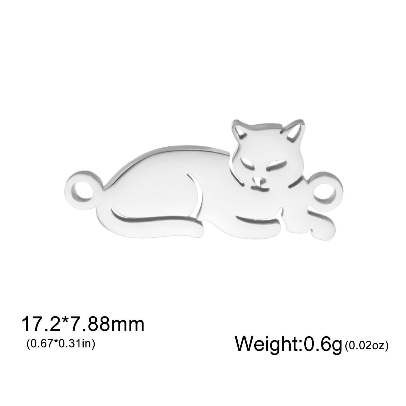 

Teamer 3pcs/lot Cute Moon Cat DIY Pendant for Bracelets Gold Color Stainless Steel Kitten Animal Charms for Jewelry Making