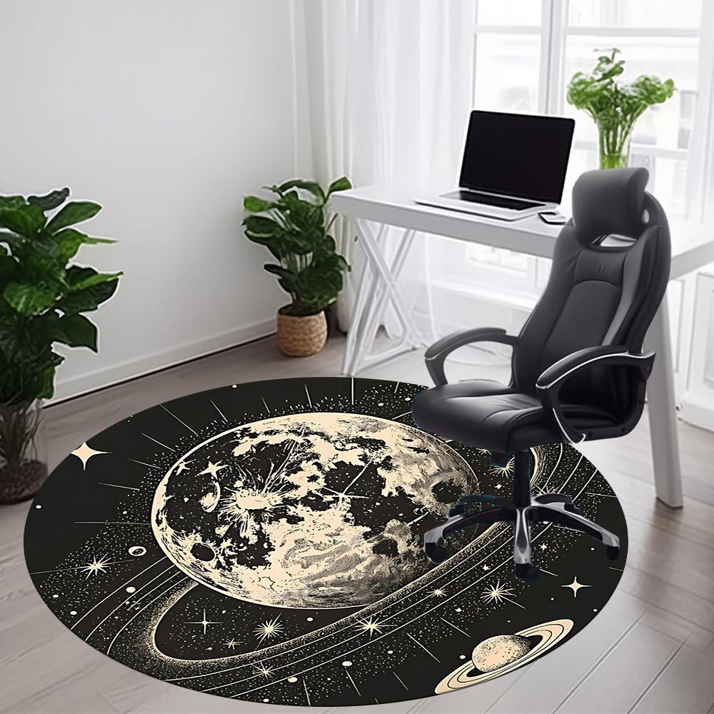 1pc Moon Saturn Office Round Area Rug, Indoor Mat Suitable ForOffice, Under Office Chairs Bedroom Living Room Home Decor, Room Deco,  n66