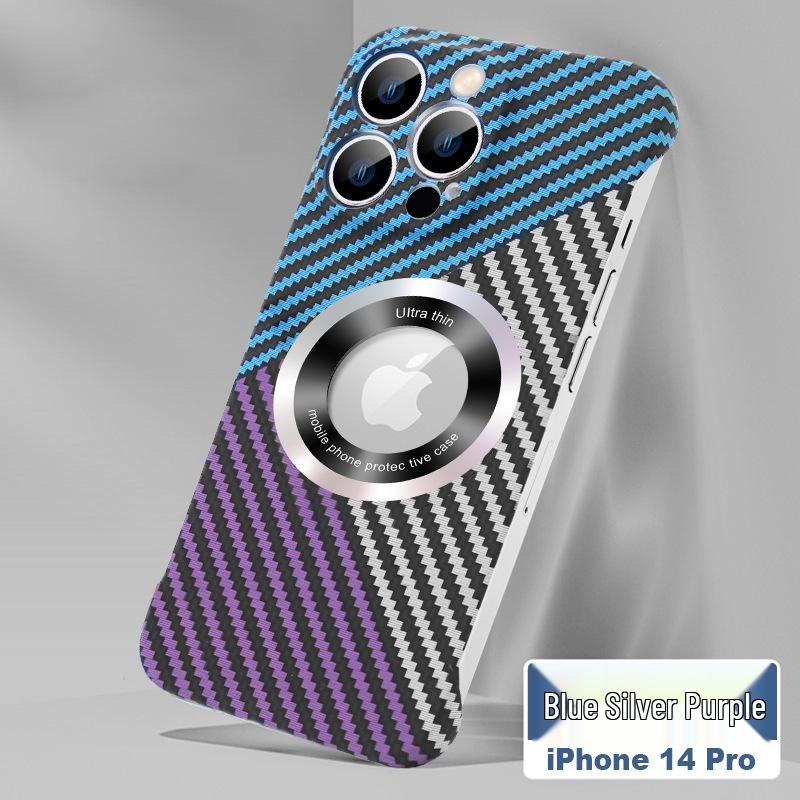 "Carbon Fiber Magnetic Suction Case for iPhone 16 Pro Without Frame, Fits iPhone 12/13"