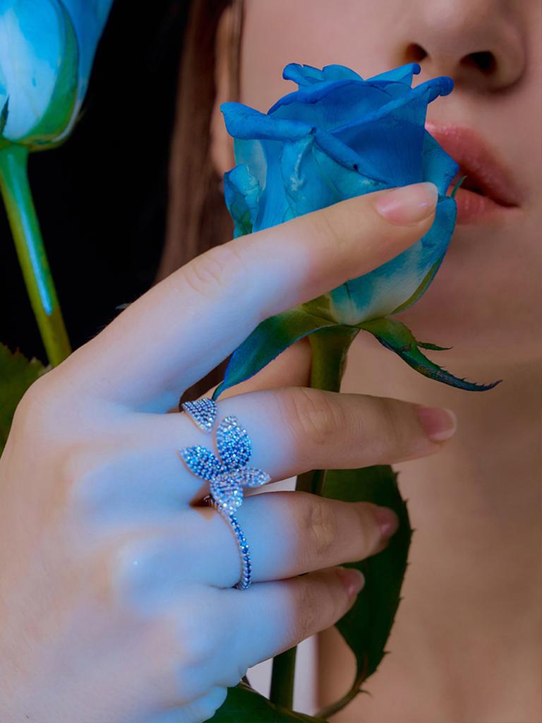 Macier Blue Blossom Ring (Silver)
