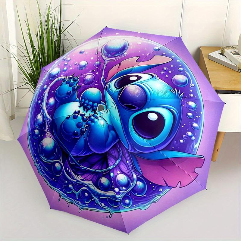 

Stitch,Bubble Fully automatic themed umbrella - 8 ribs durable iron frame, tri-fold compact design, perfect as a gift, travel umbrella, unis