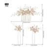 Hair Accessories Set - Leaf and Flower Motif Comb, Hairpins with Pearls, Handmade for Weddings, Parties, Graduations, Performances, Japanese Style