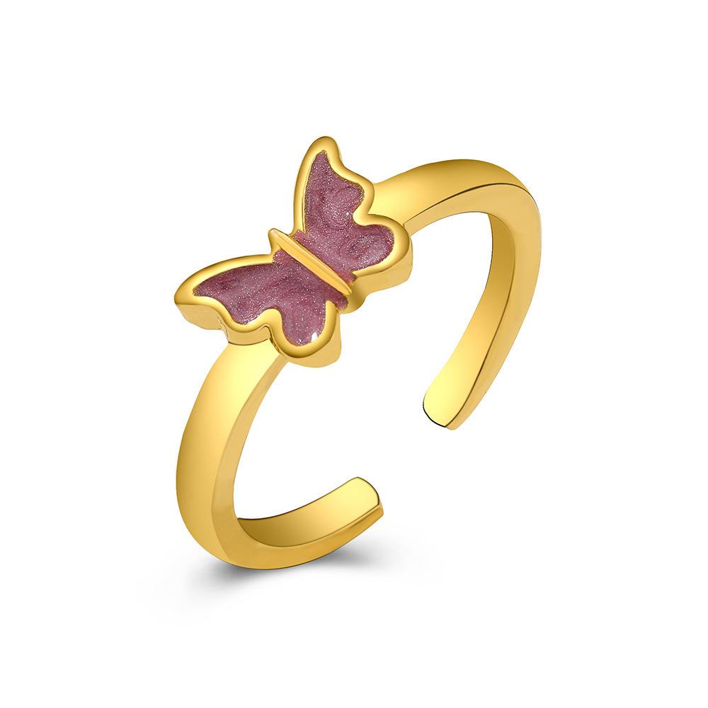 European American Creative Drip Butterfly Open Adjustable Ring Women Retro Ins Simple Index Finger Joint Jewelry Gift