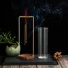 Incense Holder for Double Sticks Upside Down Incense Burner with Removable Glass Ash Catcher Anti-Ash Flying Home Decor