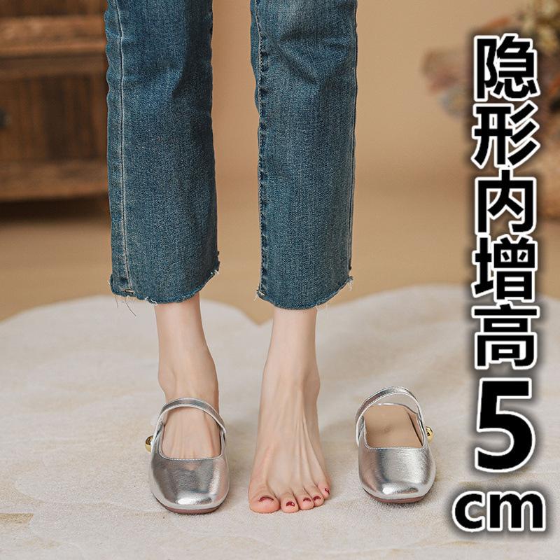 

inner height-increasing bag head half slippers women s summer outer wear new temperament silver single shoes cool slippers 39 коричневий