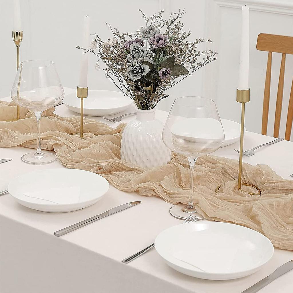 2PCS Pink Table Runner 90x400cm Gauze Table Runner for Wedding Reception Sheer Bridal Birthday Party Table Decoration Vintage