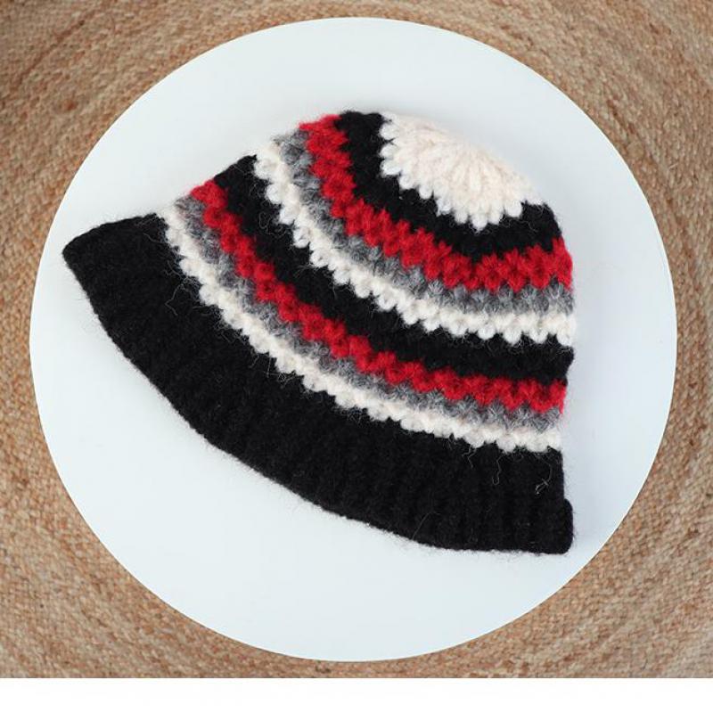 Bucket Hat For Outdoor, Women'S Autumn Winter Fisherman Hat Windproof Warm Korean Style Knit Cap, Small Face Fit (Beige/Black)