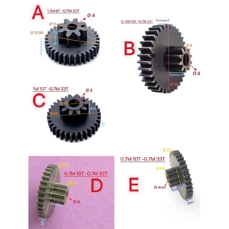 Metal Gear 10T-33T 4mm HOLE Variable Reduction 0.75M+0.7M Double Gear 8/10/33 Teeth Steel Gear