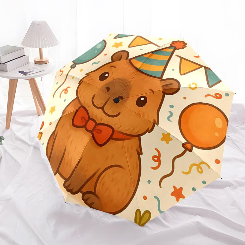 Capybara Themed Travel Umbrella-8 Ribs Automatic Opening and Closing, Portable Folding Design, Compact and Stylish Umbrella Suitable for Out
