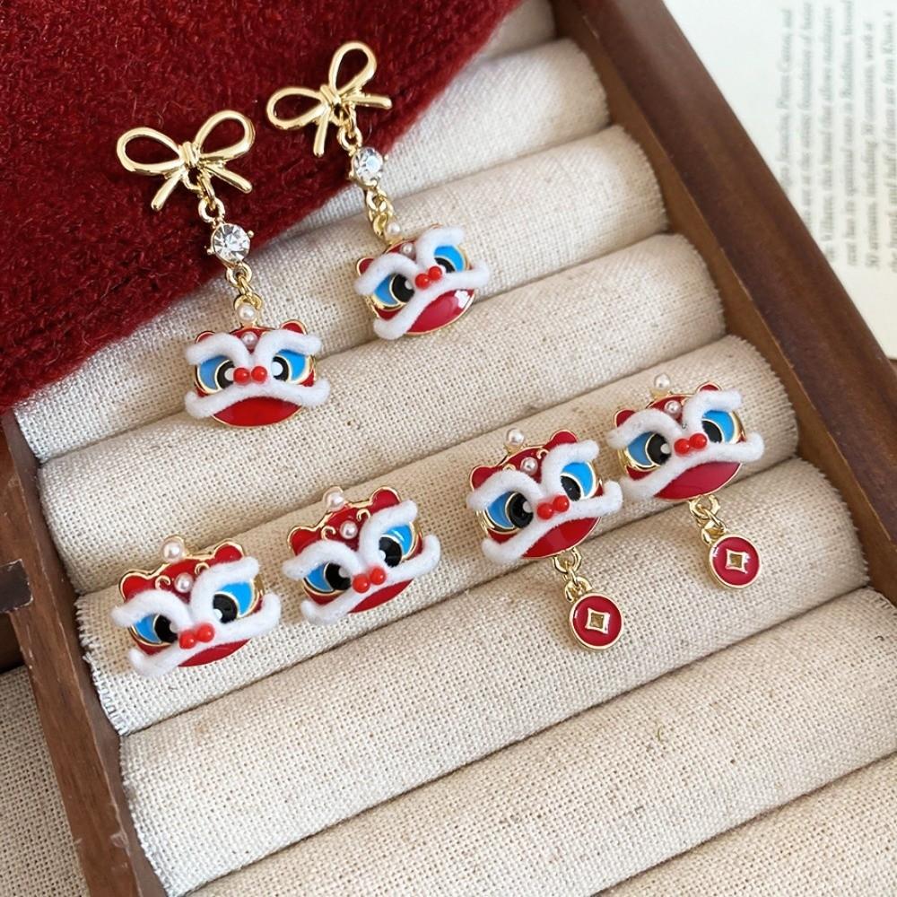Awakened Lion Lion Dance Ear Studs Year of Horse Drop Earrings  Fashion Jewelry