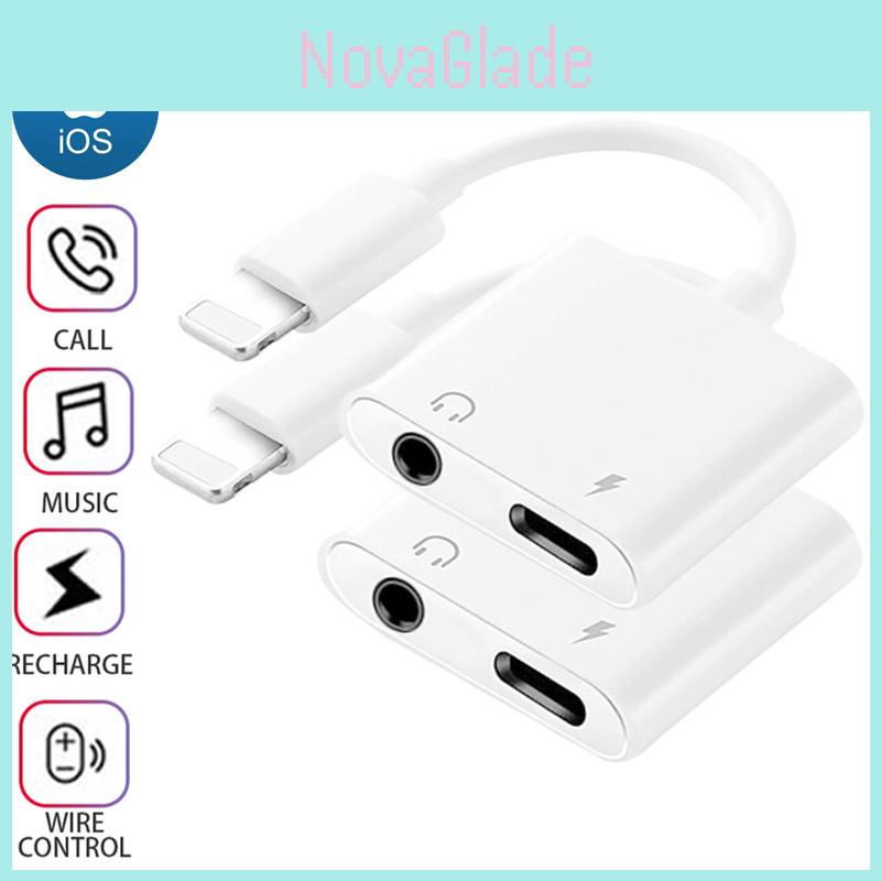 Iphone Headphone Adapter Charger 2 In 1 High-quality Tpe Wire Lightweight And Portable