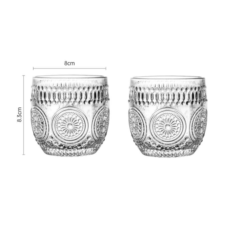 260ml Creative Whiskey Glass Exquisite Glassware Flame Vertical Pattern Wine Glass Bar Cocktail Glass Latte Coffee Mug Drinkware