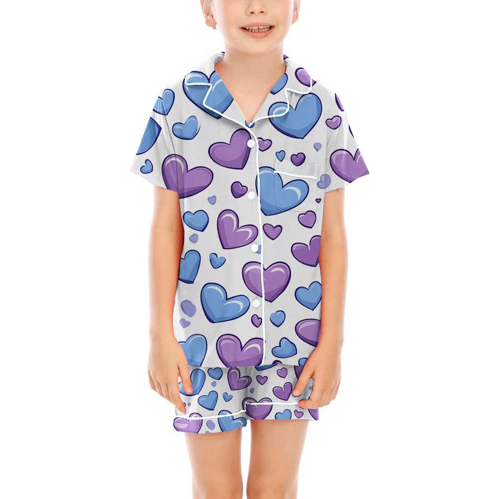 Children Pajamas Fashion Two-Piece Shirt Shorts Set Soft Holiday Casual Clothing Set