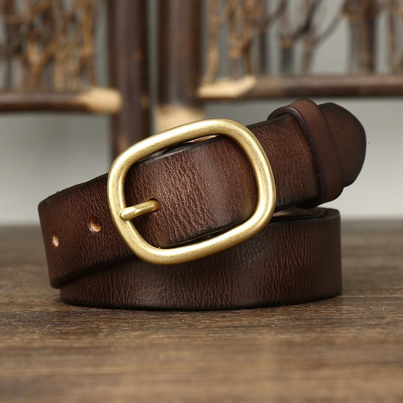 Жіночий ремінь. Вінтажний зім’ятий модний шкіряний ремінь із шпилькою. Перший шар натуральної шкіри. Універсальний джинсовий ремінь. Жіночий