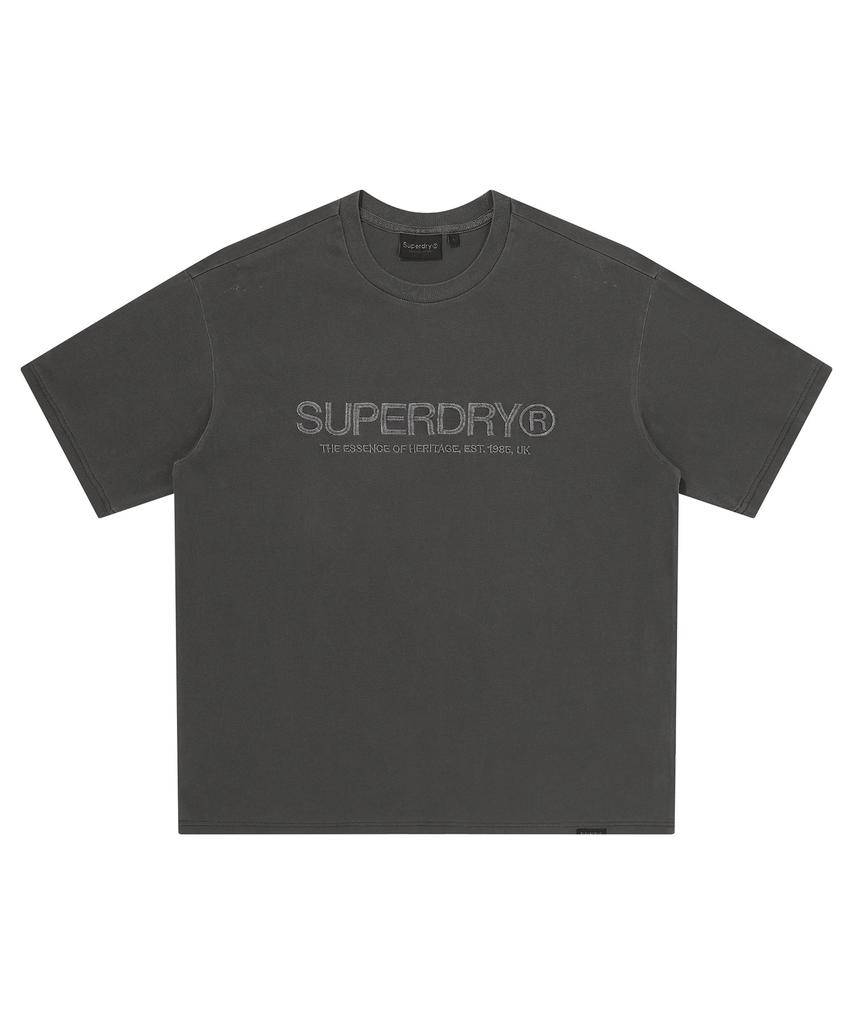 Syupeodeulai Logo Washed Short Sleeve T-Shirt Charcoal Sduiscq14Chl