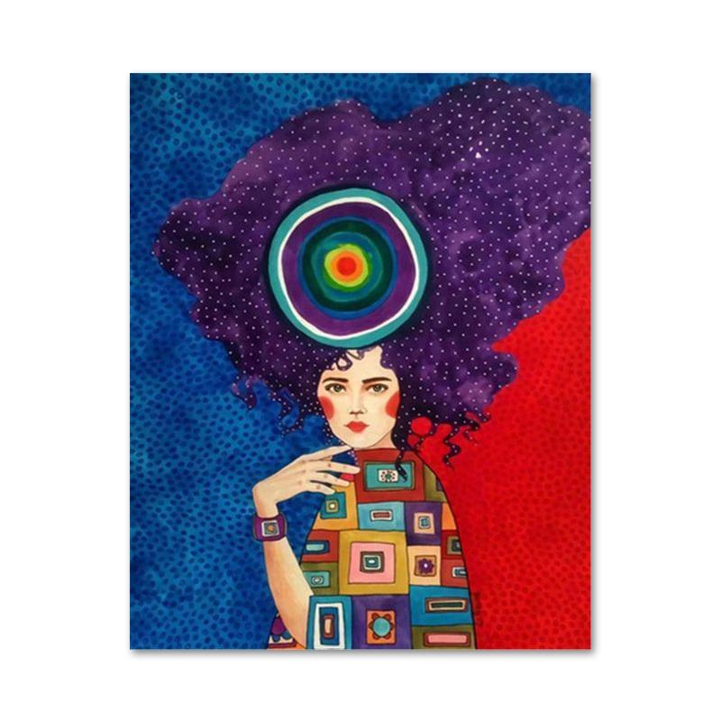 Abstract Style Girl Portrait Canvas Paintings Modern Figure Posters Prints Wall Art Pictures for Living Room Bedroom Home Decor