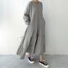 Spring Summer Sweatshirt Dress Women Ruffle Hem Loose Midi Dress Lantern Sleeve Knee Length