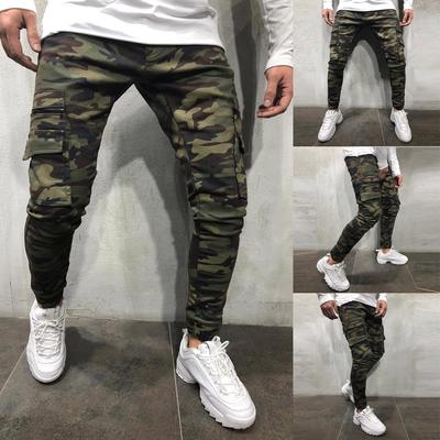 New Camouflage Work Pants Multi-pocket Men's Small Feet Elastic Slim Fashion Jeans Tide
