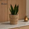 Living Room Floor Flower Basket Boho Wicker Planter, Handwoven Pot with Waterproof Lining, Planter Rustic Storage Plant for Indoor Plants Balcony