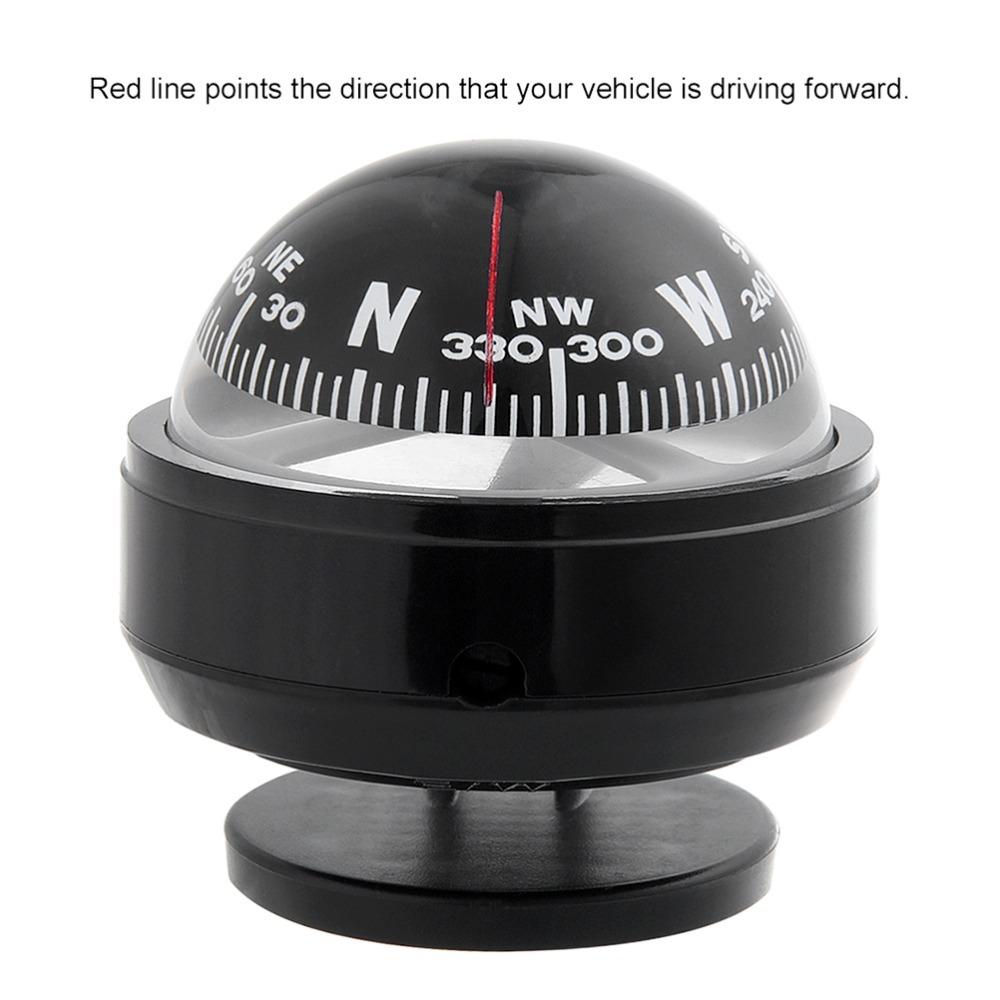 Black Guide Ball Portable Dashboard Compass Magnetic Heading Indicator  Vehicle Navigation
