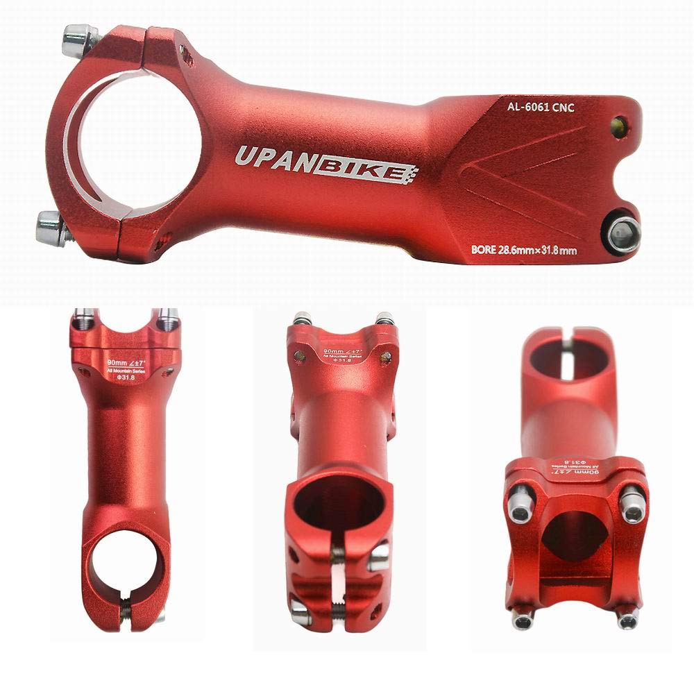 UPANBIKE Mountain Bike Aluminum 90mm Length Bike/Road Stem, High-Strength Alloy, 31.8mm28.6mm Diameter,