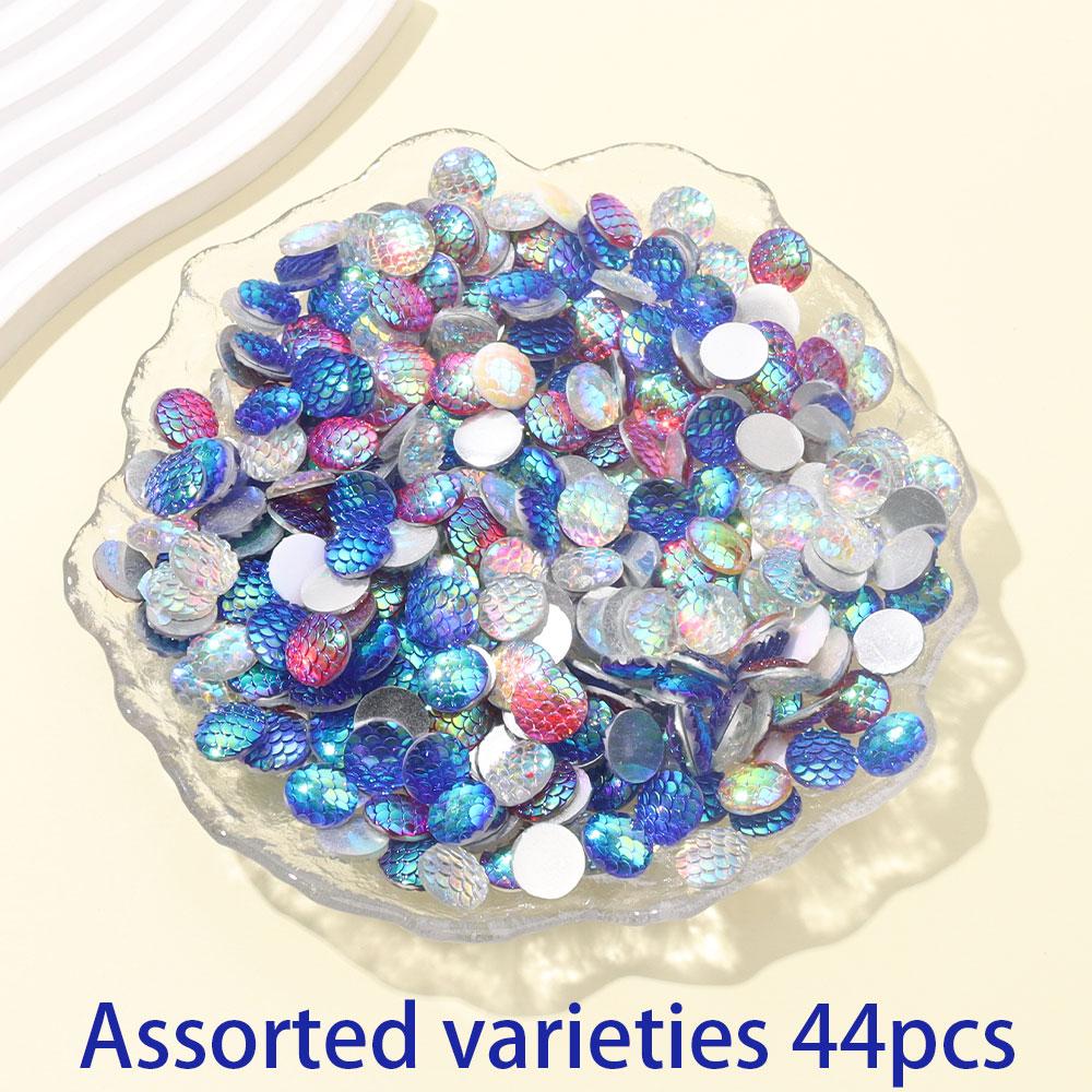 22/44/66PCS Resin Material Fish Scale Flat Back Corner Protector Colorful Flat Back Decoration, Inlaid Bezel Tray Pendant