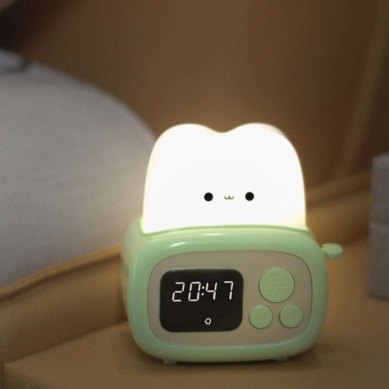 Bread Machine Shaped Alarm Clock Lamp Glowing Led Light Ornament for School Office Dormitory Holiday Decoration