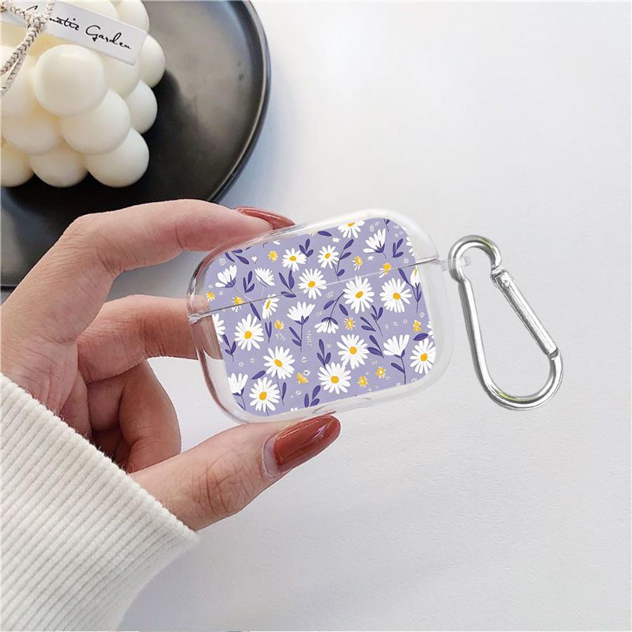 Case For Airpods 1 Pro3 Pro2 3 2 Pro 4 Clear Earphone Cases Cover Simple Floral Pattern