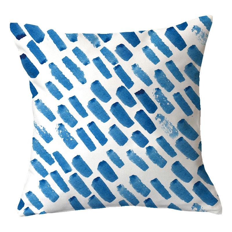 Simple New Blue Geometric Plush Pillowcase Home Fabric Sofa Pillow Cushion Cover Design