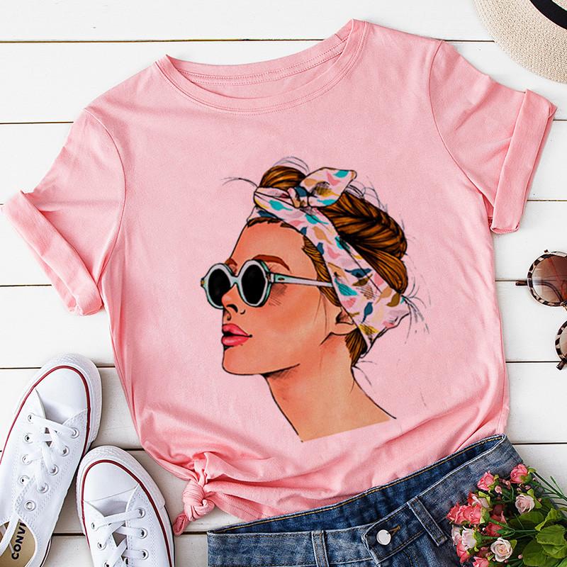 Yellow Plus Size T Shirt Women Summer Print Lady Casual T Shirt Tops Harajuku Streetwear