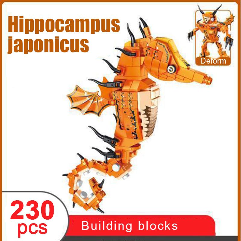 Non-Toxic Ocean Animals Building Block Diy Creative Assembly Crab Small Particle Toy Shark Lobster Robot Deformation For Kids Adults Gift
