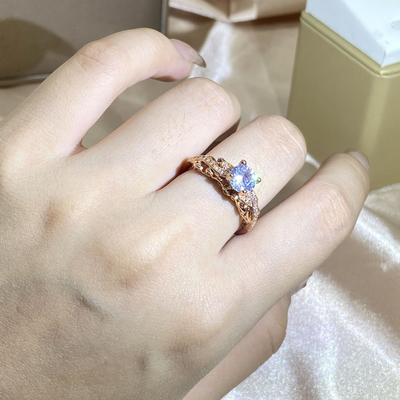 European and American Fashion Princess Engagement Rose Gold Ring Micro Set Zircon Ring Women's Jewelry