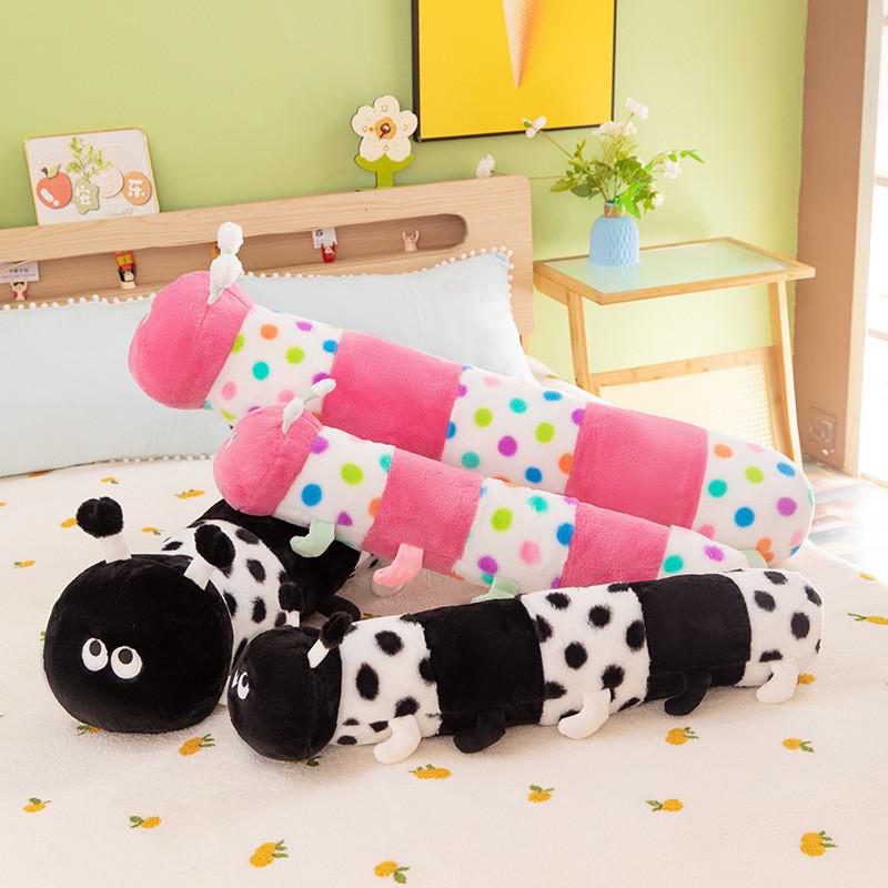 Cute Long Caterpillar Cushion With Short Plush Cover For Kids Room Decoration