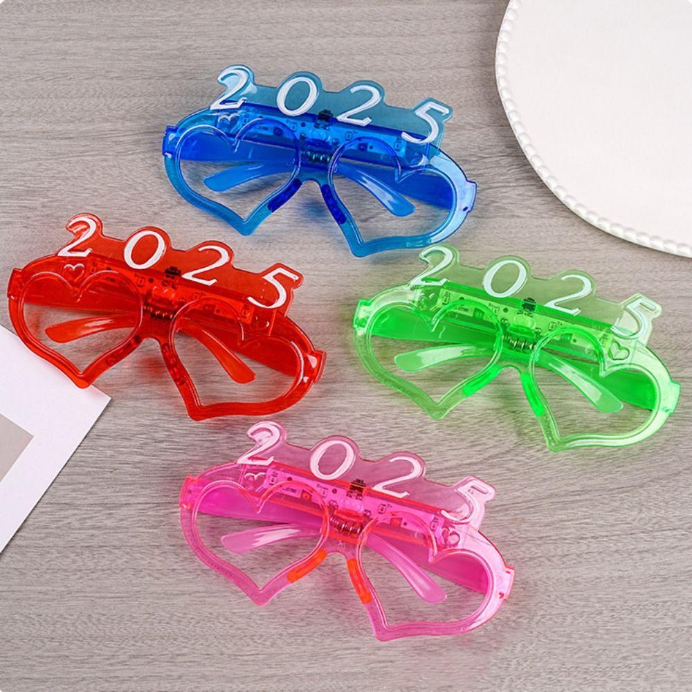 Light Up 2025 Happy New Year Glow Glasses New Year Party Glasses Masquerade Party