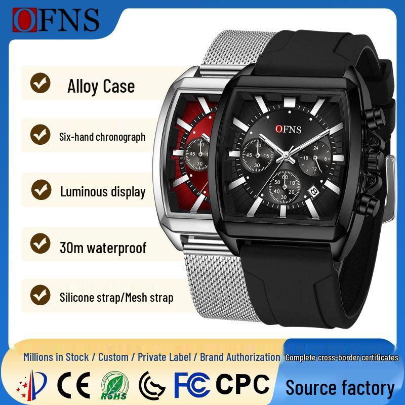 Ofns Classic Six-Hand Chronograph Men's Sports Watch, 30M Waterproof Quartz