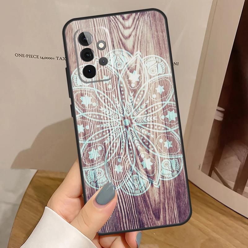 Mandala Wood Floral Case For Samsung Galaxy A55 A35 A15 A54 A34 A14 A33 A53 A13 A23 A17 A06 A16 A56 A36 A32 A52
