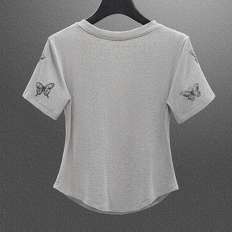 Women's Rhinestone Embellished Slim Fit T-Shirt