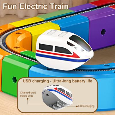 1/2 Adet Elektrikli Tren Oyuncak Yedek USB Şarj Edilebilir Çocuk Simülasyon Lokomotif Oyuncak Küçük Çocuklar Erkek Kız Eğitim Raylı Tren Başlığı Oyuncak