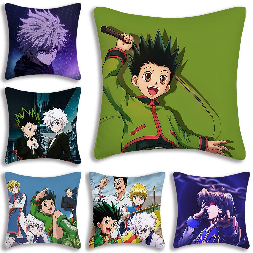 Hot Anime Comics Hunter×Hunter Pillow Covers Cartoon Sofa Decorative Home Double-Sided Printing Short Plush Cute Cushion Cover