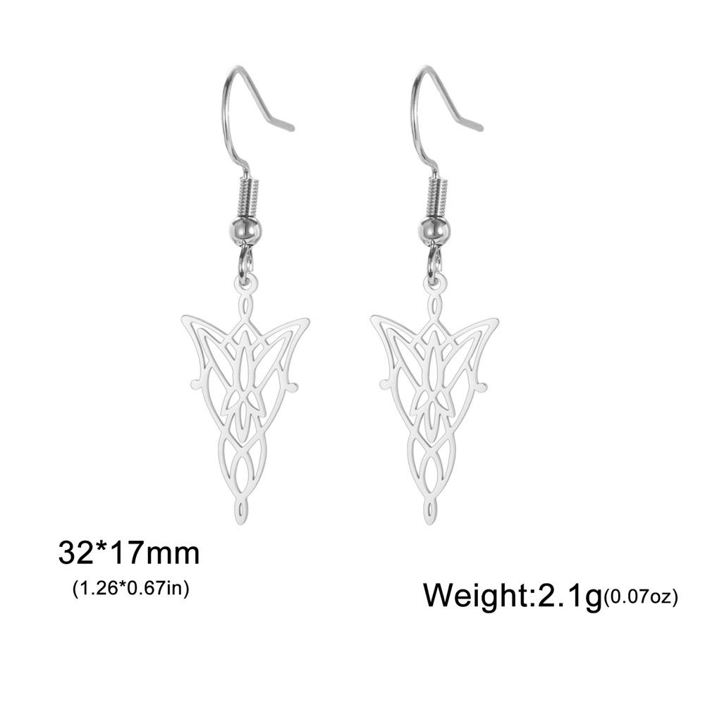 

Stainless Steel Earrings Lord of the Rings Elf Princess Pendant Hoop Dangle Charms Earrings For Women Jewelry Party Best Gifts серебряный