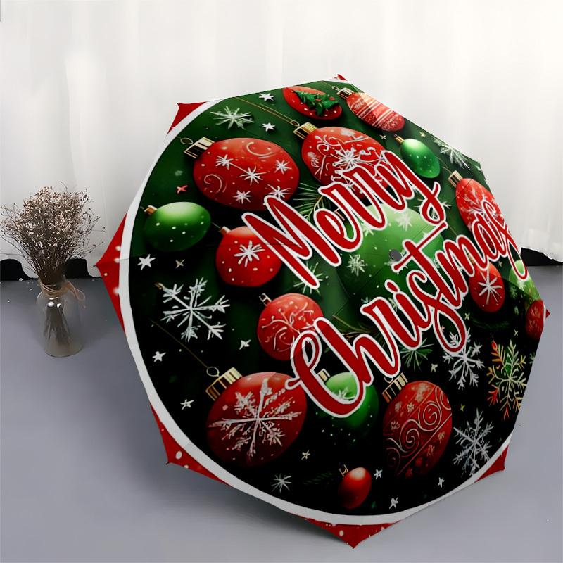 1pc Christmas ornaments background Umbrella with Plastic Handle,Suitable for All Seasons Home Travel Outdoor UmbrellaDD249